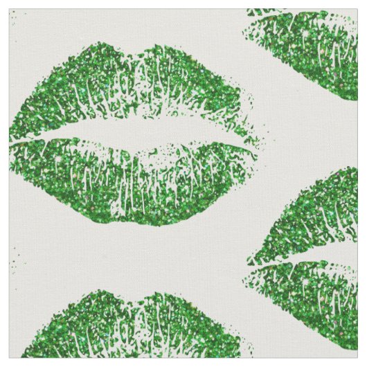 Grüne Glitzer Lippen #2 Stoff (Nahaufnahme)