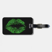 Grüne Glitzer-Lippen Gepäckanhänger (Rückseite horizontal)