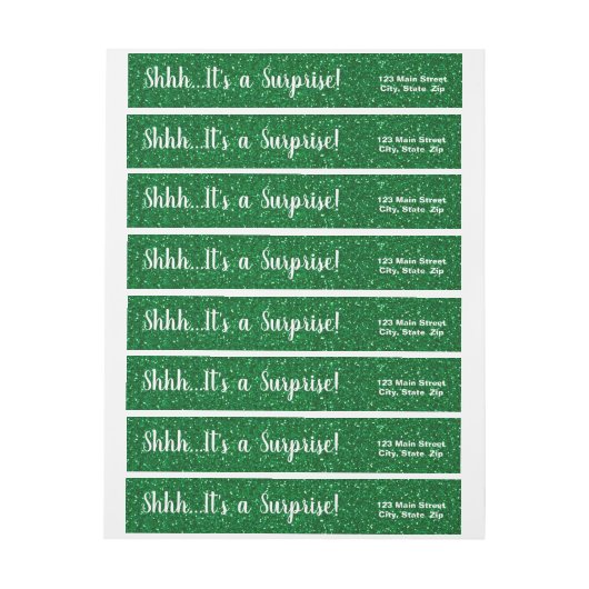GRÜNE Glitzer ÜBERRASCHUNG Wrap Rücksendeadressen- (Bogen)