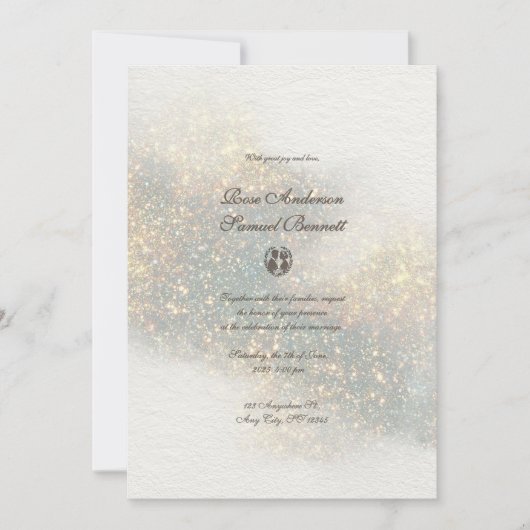 Grüne Glitzer Wasserfarben Hochzeiten Einladung (Vorderseite)