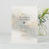 Grüne Glitzer Wasserfarben Hochzeiten Einladung (Stehend Vorderseite)