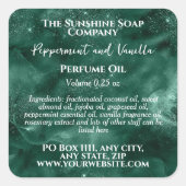 Grüne Glitzern Duftrollenschild Quadratischer Aufkleber (Vorderseite)