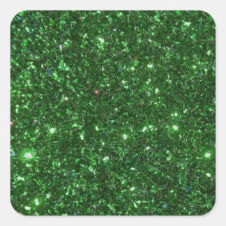 Grüne Glitzern Quadratischer Aufkleber