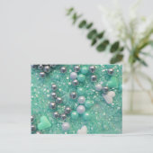 Grüne Glitzern und Liebe Herz Postkarte (Stehend Vorderseite)