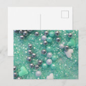 Grüne Glitzern und Liebe Herz Postkarte (Vorne/Hinten)
