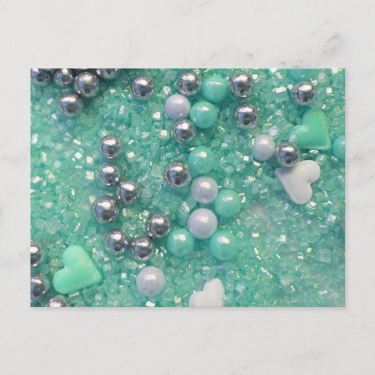 Grüne Glitzern und Liebe Herz Postkarte (Vorderseite)