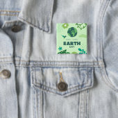 Grüne Globe-Pflanze des Earth Day Button (Beispiel)
