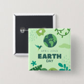 Grüne Globe-Pflanze des Earth Day Button (Vorne & Hinten)