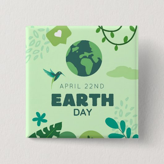 Grüne Globe-Pflanze des Earth Day Button (Vorderseite)