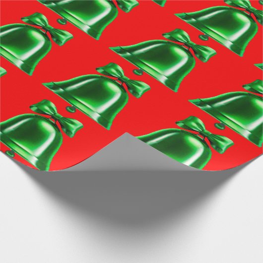 Grüne Glocken, rotes Wrapping Geschenkpapier (Ecke)