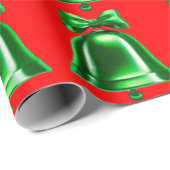 Grüne Glocken, rotes Wrapping Geschenkpapier (Rolleneckpunkt)