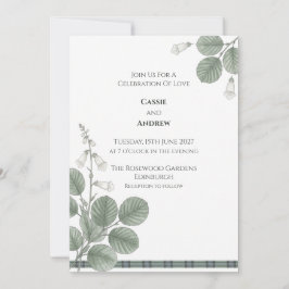 Grüne Glockenblumen-Tartan-Hochzeitseinladung Einladung