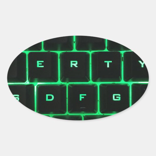 Grüne Glow QWERTY-Tastatur Ovaler Aufkleber (Vorderseite)