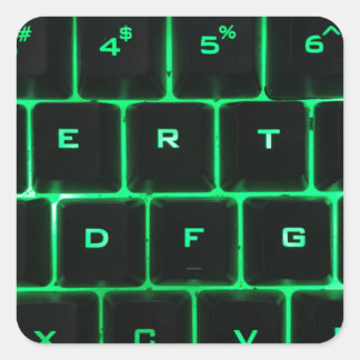 Grüne Glow QWERTY-Tastatur Quadratischer Aufkleber