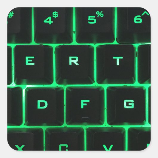 Grüne Glow QWERTY-Tastatur Quadratischer Aufkleber (Vorderseite)