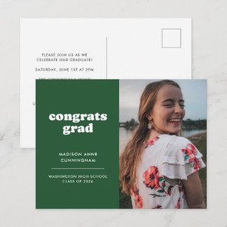 Grüne Glückwunsch Grad Foto Abschluss Einladung Postkarte