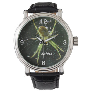 Grüne glühende Spinnen-Uhr Armbanduhr