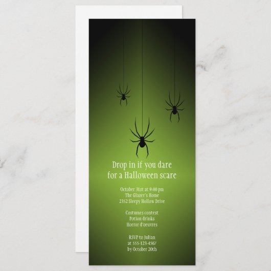 Grüne Glühenschwarzspinne Einladung (Vorne/Hinten)