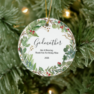Grüne Godmütter Weihnachten Keramik Ornament