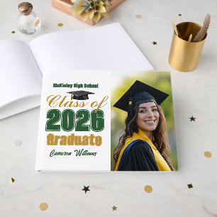 Grüne Gold-Abschlussklasse 2026 Abschlussfoto Gästebuch