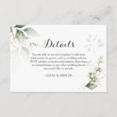 Grüne Gold Blätter Hochzeitsempfehlung Details Begleitkarte (Vorderseite)