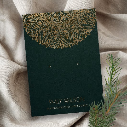 GRÜNE GOLD CLASSIC VERZIERT MANDALA EARRING DISPLA VISITENKARTE