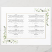 Grüne Gold Cross Taufen Christening Programm (Rückseite)