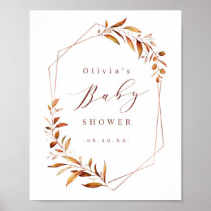 Grüne Gold Geometrische Rustikale Babyparty Poster