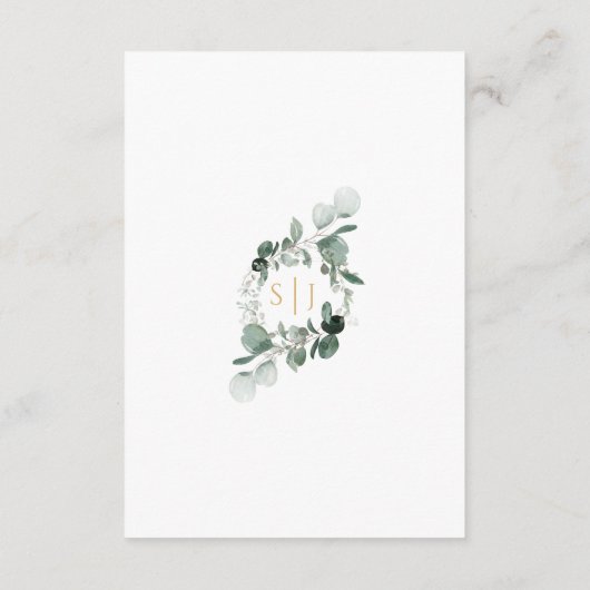 Grüne Gold Rahmen Einfache Hochzeitsdetails Begleitkarte (Rückseite)