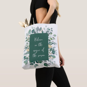 Grüne Gold-Wasserfarbe-Botanische-Saisonale-Traget Tasche