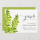 GRÜNE GOLD WATERCOLOR FERN FOLIAGE SAVE THE DATE (Vorne/Hinten)