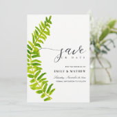 GRÜNE GOLD WATERCOLOR FERN FOLIAGE SAVE THE DATE (Stehend Vorderseite)