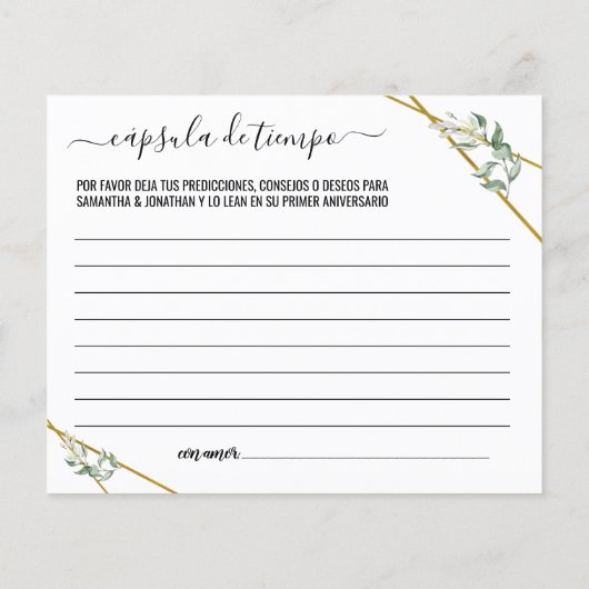 Grüne Gold Zeitkapsel Tipp zweisprachige Karte (Rückseite)