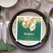 Grüne Goldballons Konfetti Serviette