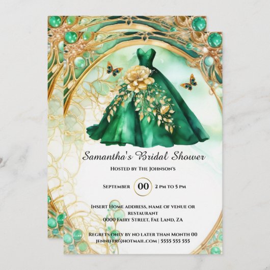 Grüne Goldbarsche Blütenschmetterlingsbrille als B Einladung (Vorne/Hinten)