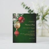 Grüne Goldbaumchen Weihnachts-Party Einladung (Stehend Vorderseite)