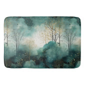 Grüne Goldbäume mit Vögeln Weihnachten Badematte (Vorderseite)