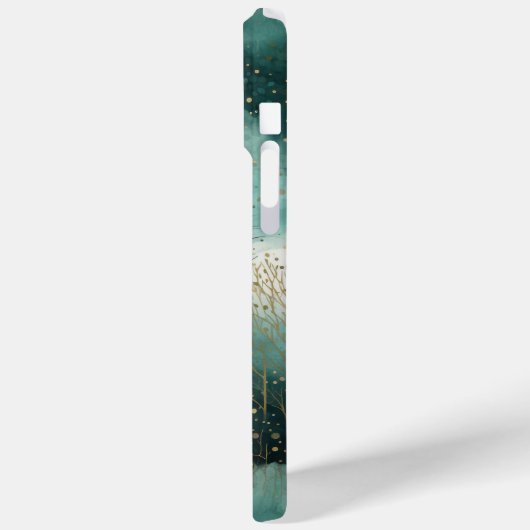 Grüne Goldbäume mit Vögeln Weihnachten Case-Mate iPhone Hülle (Rückseite / Links)