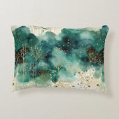 Grüne Goldbäume mit Vögeln Weihnachten Dekokissen (Rückseite)