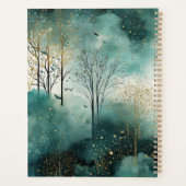 Grüne Goldbäume mit Vögeln Weihnachten Planer (Rückseite)