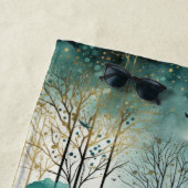 Grüne Goldbäume mit Vögeln Weihnachten Strandtuch (Beispiel)