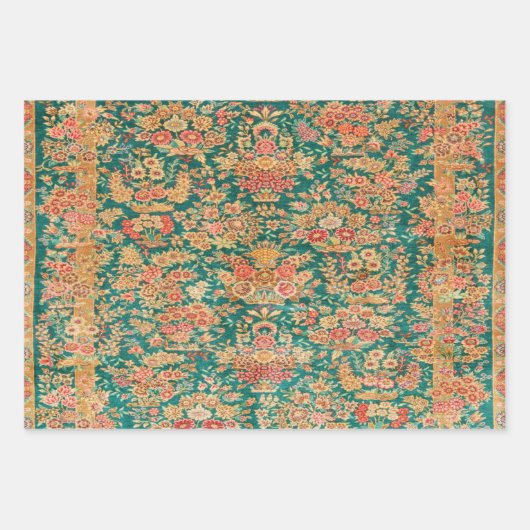 Grüne Goldblütenblüte, persisch-türkischer Stil Geschenkpapier Set (Vorderseite)