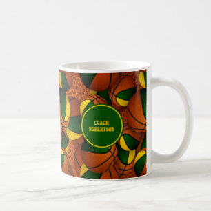 Grüne goldene Basketball-Mannschaftsfarben Trainer Kaffeetasse