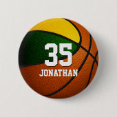 Grüne goldene Basketballmannschaft Farben Button (Vorderseite)