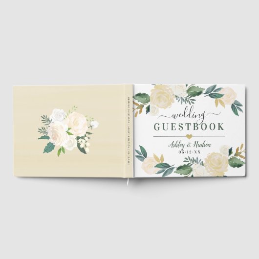 Grüne goldene Blumengrün-Monographie Gästebuch (Voll)