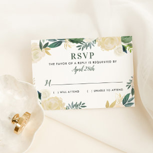 Grüne goldene Blumenzwiese RSVP Karte