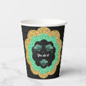 Grüne Goldene Blütenschülerpartei Pappbecher (Rückseite)