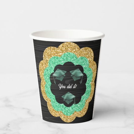 Grüne Goldene Blütenschülerpartei Pappbecher (Rückseite)