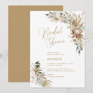 Grüne & Goldene Boho-Botanische Brautparty Einladung