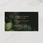 Grüne goldene botanische Blätter Moderne Foliage Visitenkarte (Rückseite)